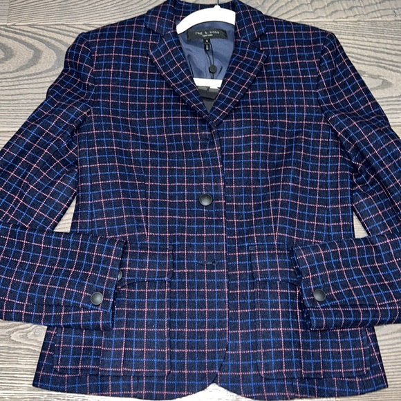 rag & bone Nancie Virgin Wool Blend Check Blazer, 4 - Picture 5 of 6